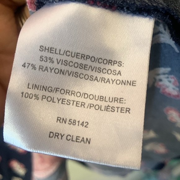 Gal Meets Glam Carlene Woodblock Stripe Button Front Long Sleeve Dress Navy Red - Picture 6 of 7